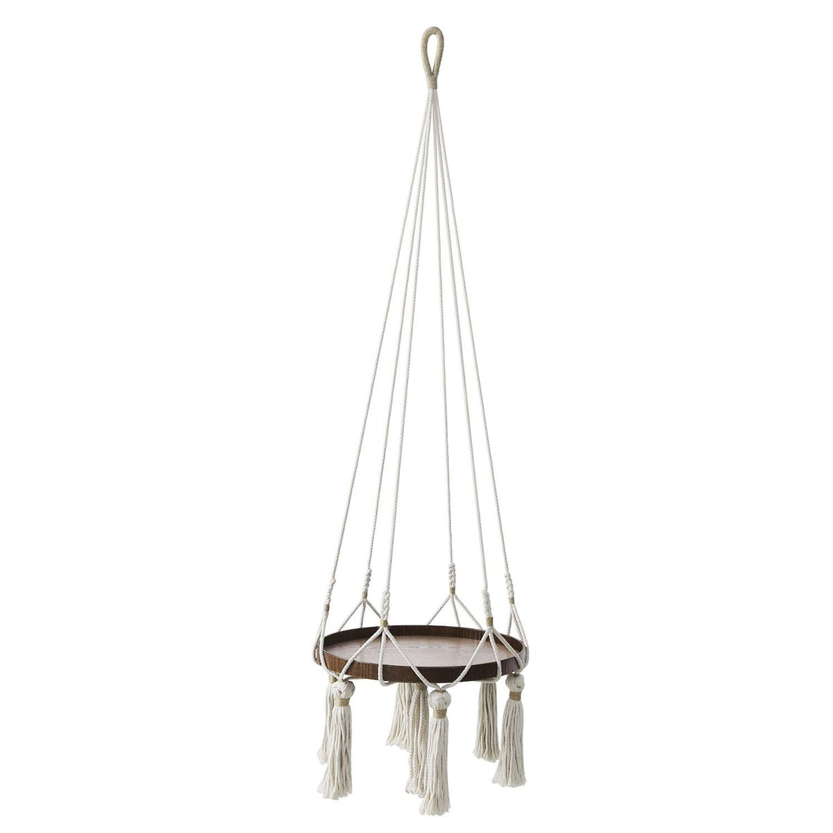 Flexzion Plant Hanger Boho Hanging Plant Shelf Macrame Plant Holder with Wood Flower Pot Shelf, C & S Ceiling Hooks Hand Woven Basket Bohemian Indoor Outdoor Home Decor for Living Room Bedroom, White
