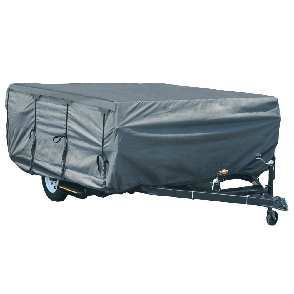 GEARFLAG Pop-up Camper Cover fits 14' - 16' Reinforced Windproof Side-Straps, Anti-UV Water-Resistance Heavy Duty Triple Layers for Trailer RV (Fits 14' - 16')