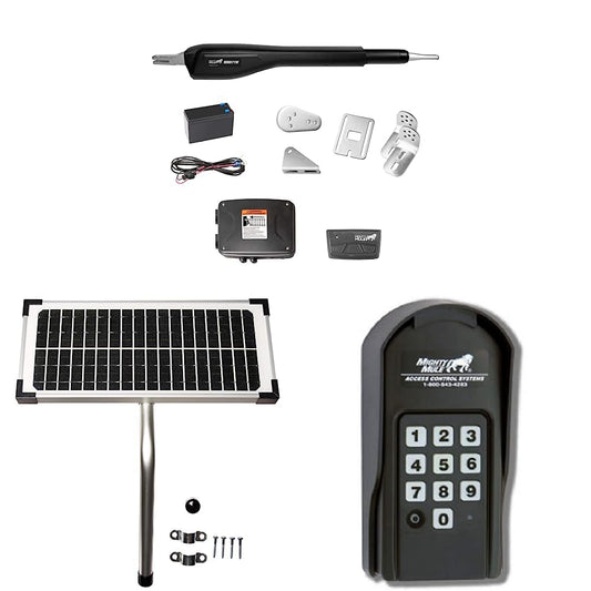 Mighty Mule MM571W Heavy Duty Smart Gate Opener, Single, Black & ar Panel Kit (FM123) for Mighty Mule Automatic Gate Openers,Black Cell & Wireless Digital Keypad (FM137)