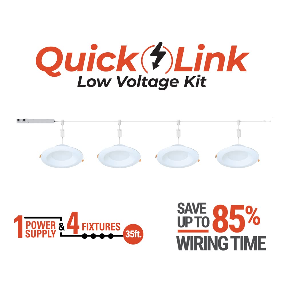 HALO 6 inch Quicklink Canless LED Downlight Selectable 2700K, 3000K, 3500K, 4000K, 5000K CCT – White (4 pack)