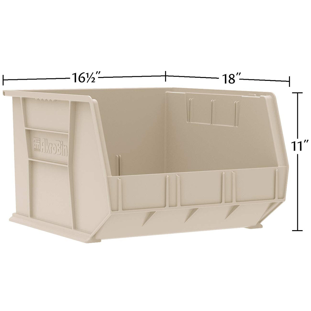 Akro-Mils 30270 AkroBins Plastic Storage Bins, Space-Saving Stackable Bins for Garage, Pantry, Craft Organization, 18" x 16" x 11", Black, 3-Pack
