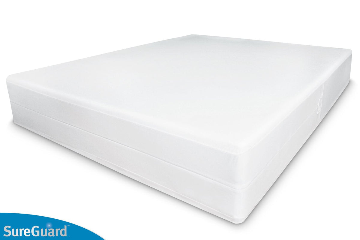 Queen Size SureGuard Box Spring Encasement - 100% Waterproof, Bed Bug Proof, Hypoallergenic - Premium Zippered Six-Sided Cover
