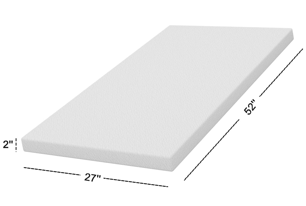 Moonlightfamily 2"x27.5"x52" Mattress Topper, 27.5" Wx52 L Size with Super Soft Water-Resistant, Detachable & Machine Washable Cover, CertiPUR-US Certified Gel-Infused Memory Foam Pad, Pure White