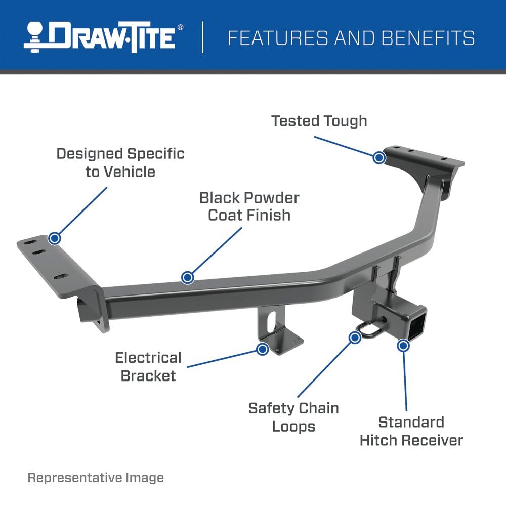 Draw-Tite 76557 Class 3 Trailer Hitch, 2 Inch Square Receiver, Compatible with 2022-2026 Ford Maverick.