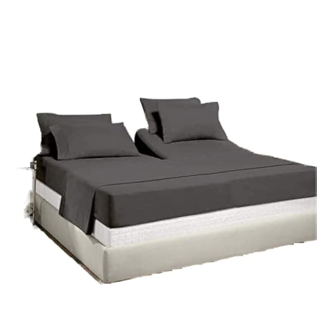 Top Split King Flex Head Sheet Set for Sleep Number Mattress Fits Deep Pocket Bed 1800 Thread Count Super Soft and Cool 4 Piece Set with Pillowcases 34-36" Split top (Beige)