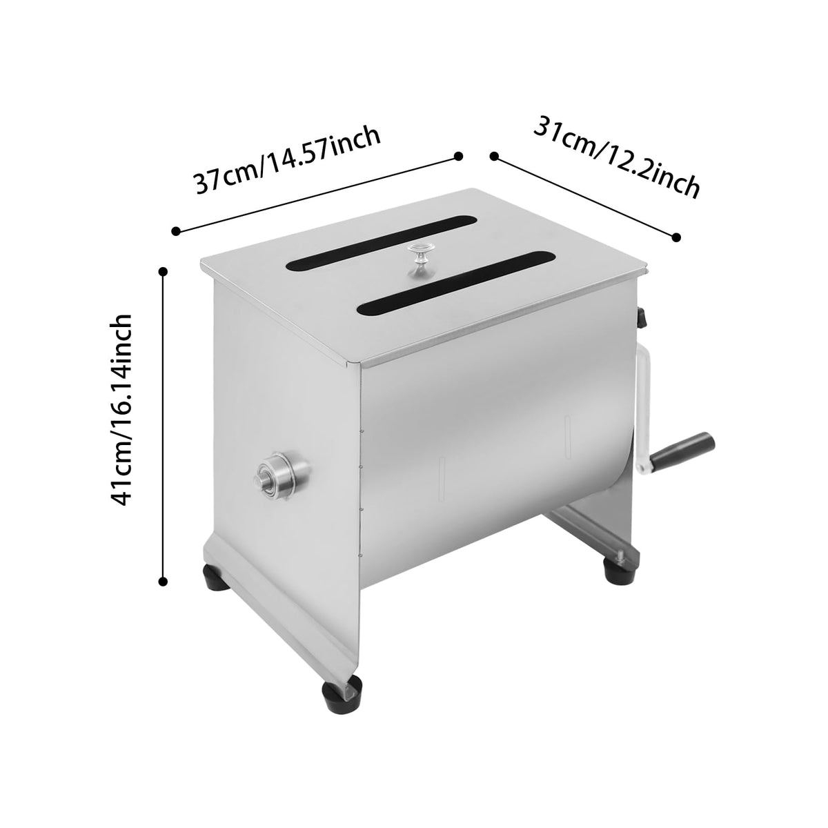 Meat Mixer, 22/44lbs Manual Stainless Steel Tilt Tank Hand Crank Sausage Mixer Machine Commerial Food Mixer with Removable Paddle for Home Deli Butcher Mixing Vegetables Spices (Fixed-type, 44lbs)