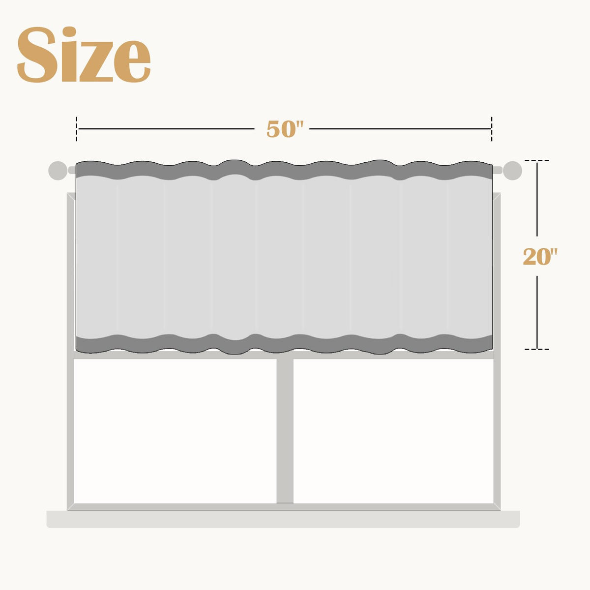 Lazzzy Kitchen Tie Up Valance Curtain Linen Floral Farmhouse Valance for Living Room Bathroom Bedroom Country Valances Window Treatments Small Cafe Curtian 20 Inch Rod Pocket 1 Panel Grey on Beige