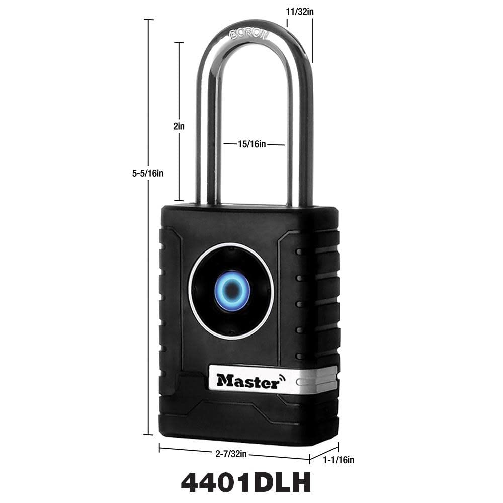 Master Lock Padlock, Outdoor Personal Use Bluetooth Lock, 2-7/32 in. Wide, 4401DLH
