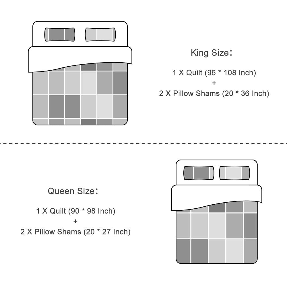 Travan 3-Piece Quilt Set Quilted Bedspread Cotton Coverlet Set Floral Oversized Quilted Bedding Set for All Season, White Vine, King Size