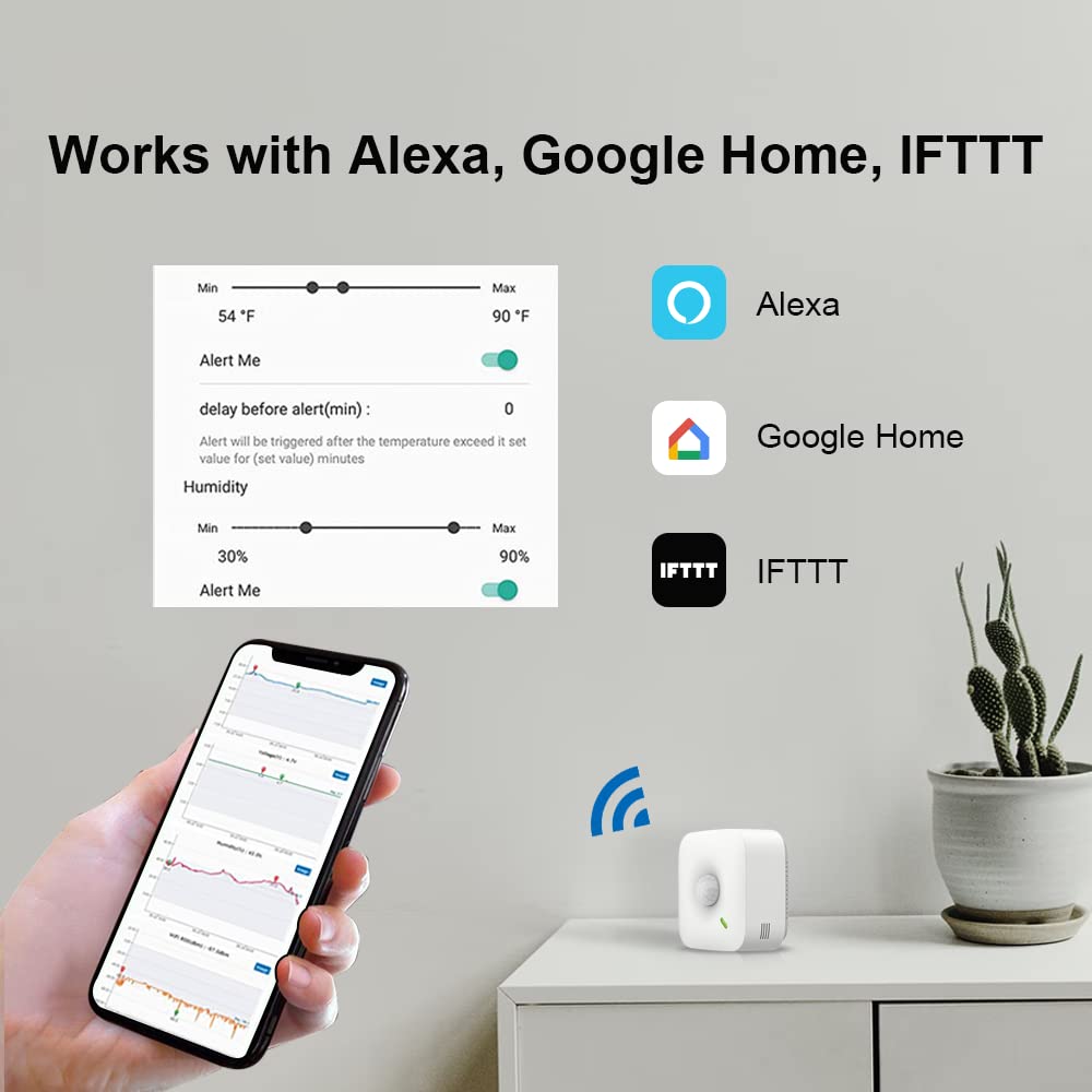 UBIBOT Motion Sensor MS1P Wireless Motion Sensor with Free App & Email Alerts, WiFi and Ethernet Connection and POE Power Supply. Supports IFTTT, Alexa (2.4GHz WiFi only)