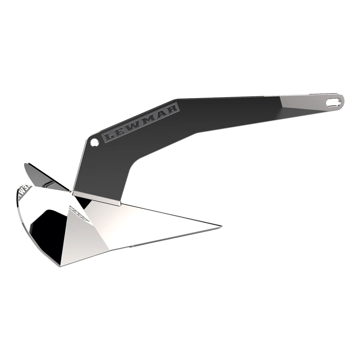 Lewmar DTX Stainless Steel Anchor 14 lbs. for Boats 21'- 31', Lead ballasted tip, Integrated Eye, one-Piece Build, Non-hinged plow, self-Launching, 23-3/8" L x 10-7/16" W x 10" H - 2020202203
