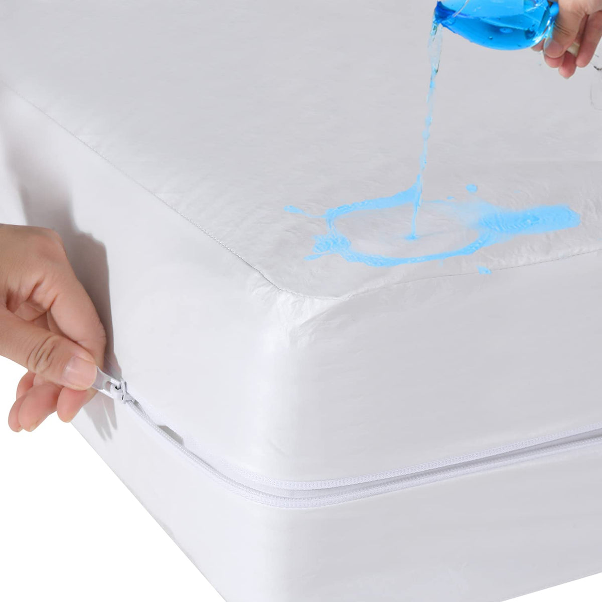 Antranfour Full Size Mattress Protector Fully Zippered Encased Waterproof Urine Proof Cover for Kids and Pets, Fits 6-9 Inch Depth