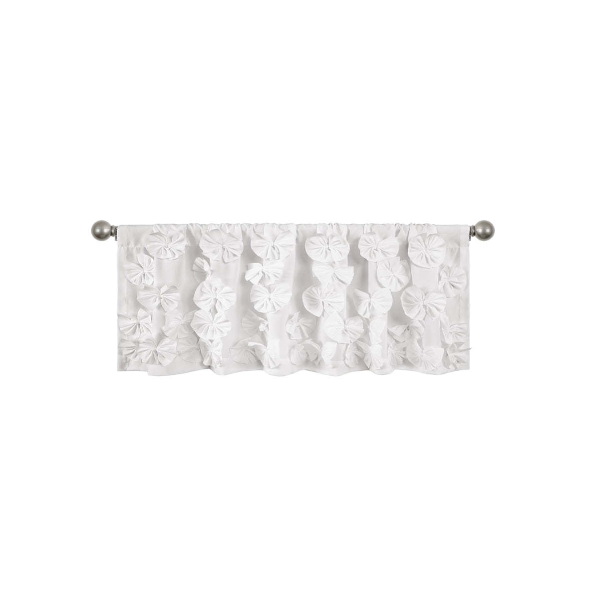 Lush Decor Riley Window Valance, Single 54" W x 18" L, White - Valance Curtains - Kitchen Valances for Windows - Bathroom Window Curtains