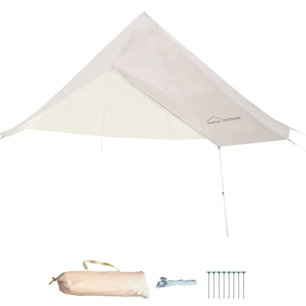 DANCHEL OUTDOOR Waterproof Rain Fly for Bell Tent, 4 Season Yurt Tent Rain Cover Protector Tarp Glamping Gears, PU5000mm Lightweight Oxford Polyester, Beige 4m/13ft