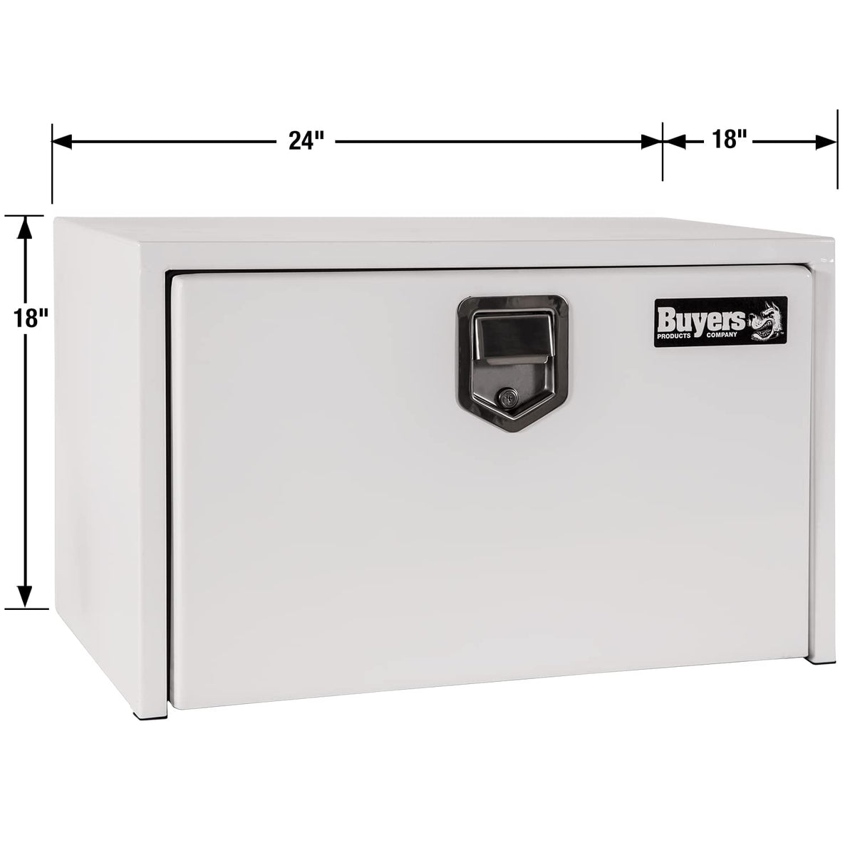 Buyers Products 1702200 Steel Underbody Truck Box with Lockable Paddle Latch, 18x 18x 48 Inch, for Work/ Utility Truck, Truck Storage and Organizer, Made in the USA, White