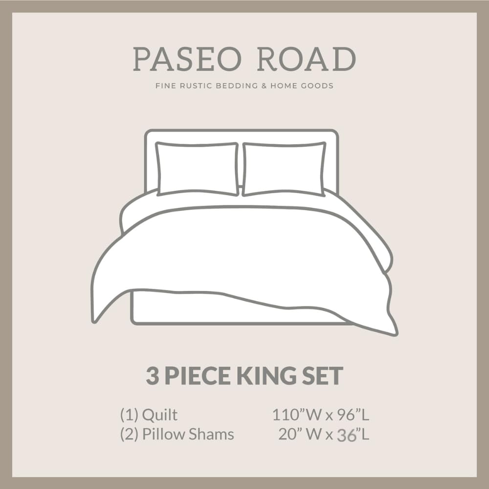 Paseo Road Cortez Western Bedding 3 Piece Quilt Set with Pillow Shams, King Aztec Bedding Set, White Red Gray Tribal Southwestern Bedding, Geometric Pattern Cotton Reversible Bed Set