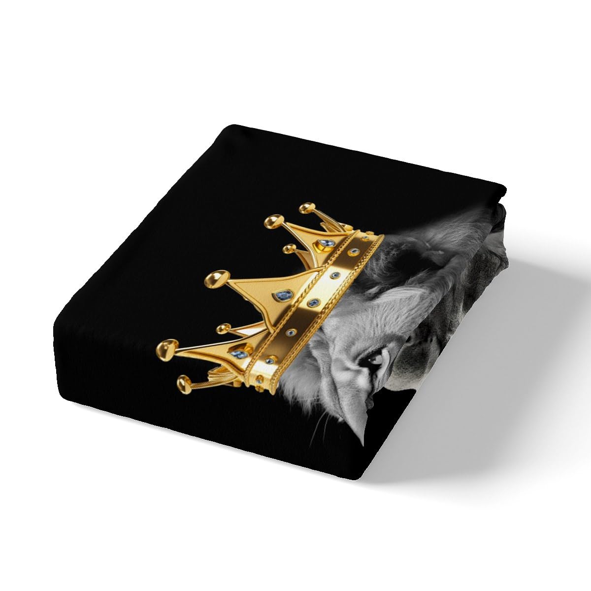 Wild Lion Couple Bed Sheet Set Twin Size,Gold King and Queen Crown,Bedding Decor Set with 1 Flat & 1 Fitted SheetTropical African Animal with 1 Pillow Sham for Kids Boys Bedroom Decor