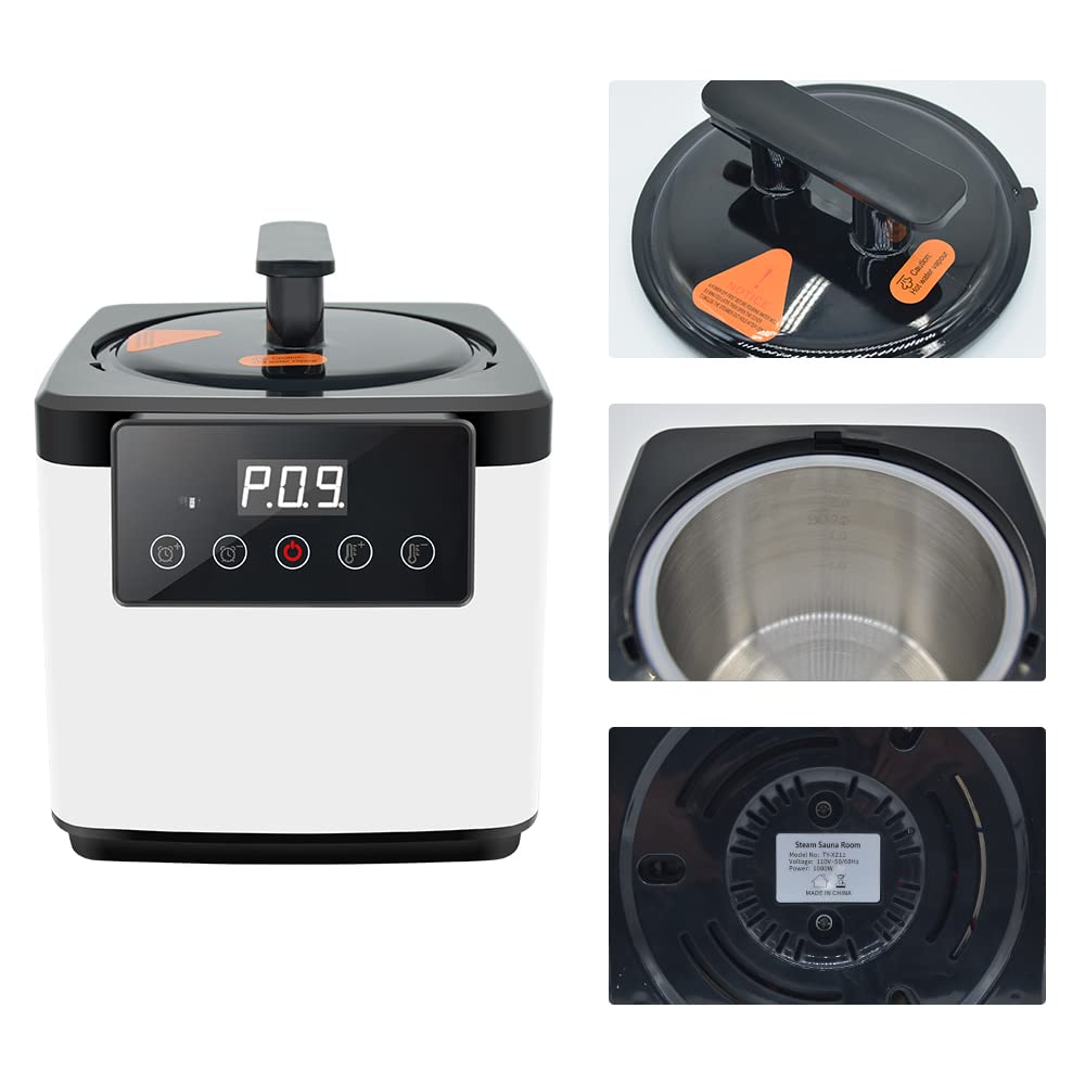Smartmak Sauna Steamer Pot 2.6 L, Portable Steam Generator Set with Time & Tempreture Remote Control, 1000W Spa Machine with Herbal Box for Body Detox 110V US Plug