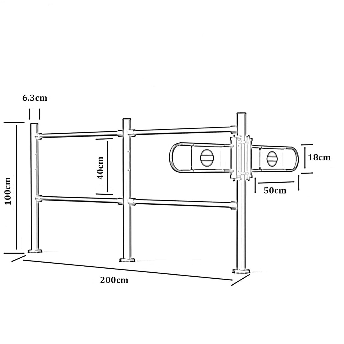 JIIPOREGJ Metal Swing Safety Gate for Supermarketsspring-Loaded One-Way Entrance Door Cashier Counter Access Automatic Closing Pedestrian Gate.Black-300X100Cmx6.3Cm