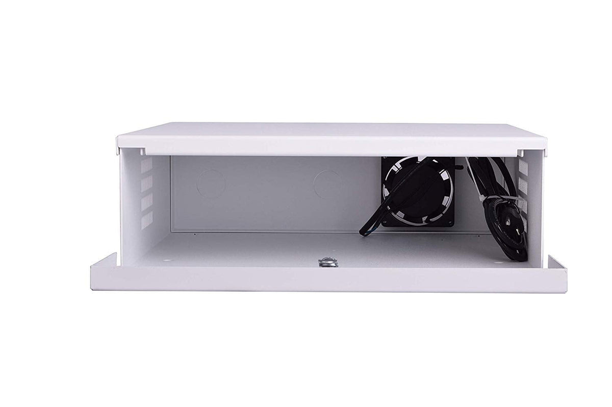ARES VISION White DVR Lock Box 18" x 18" x 5" – Heavy Duty 16 Gauge Steel Security Enclosure with Fan, Lock & Key, Cable Knockouts – Secure NVR, Router, AV Equipment for Home & Commercial Use