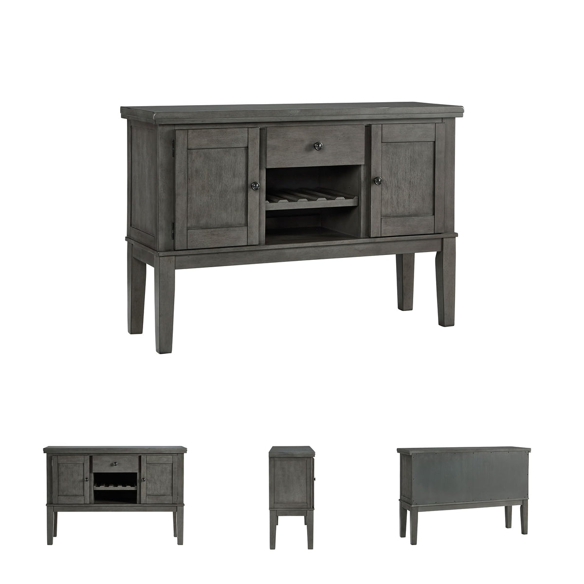 Signature Design by Ashley Hallanden Dining Room Server with Wine Rack, 2 Cabinets with Removable/Adjustable Center Shelf, Drawer, Wood with Acacia Veneer, 38.25" High, Weathered Gray