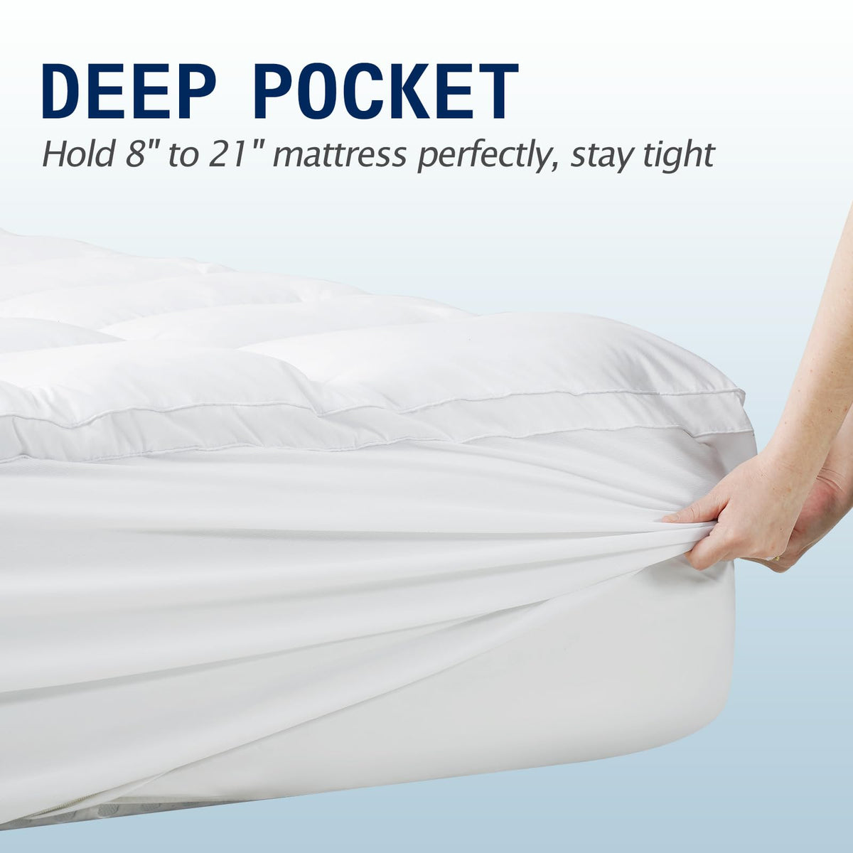 SOPAT Mattress Topper King Size Extra Thick Mattress Pad 8-21" Deep Pocket Soft Down Alternative Fill Mattress Protector Pillow Top Mattress Cover (78x80 Inches, White)