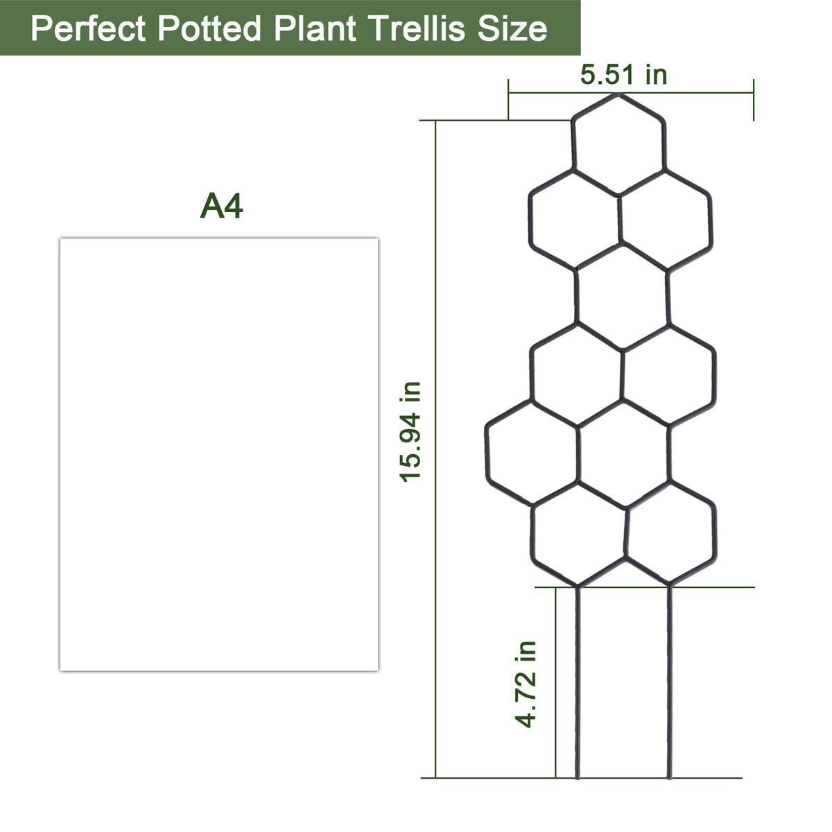 WellSign Small Trellis for Potted Plants, 15.94 inch Metal Plant Trellis for Climbing Plants Indoor Pot Honeycomb Shape Lattice for Ivy Vines Hoya Houseplants Flower 2 Pack