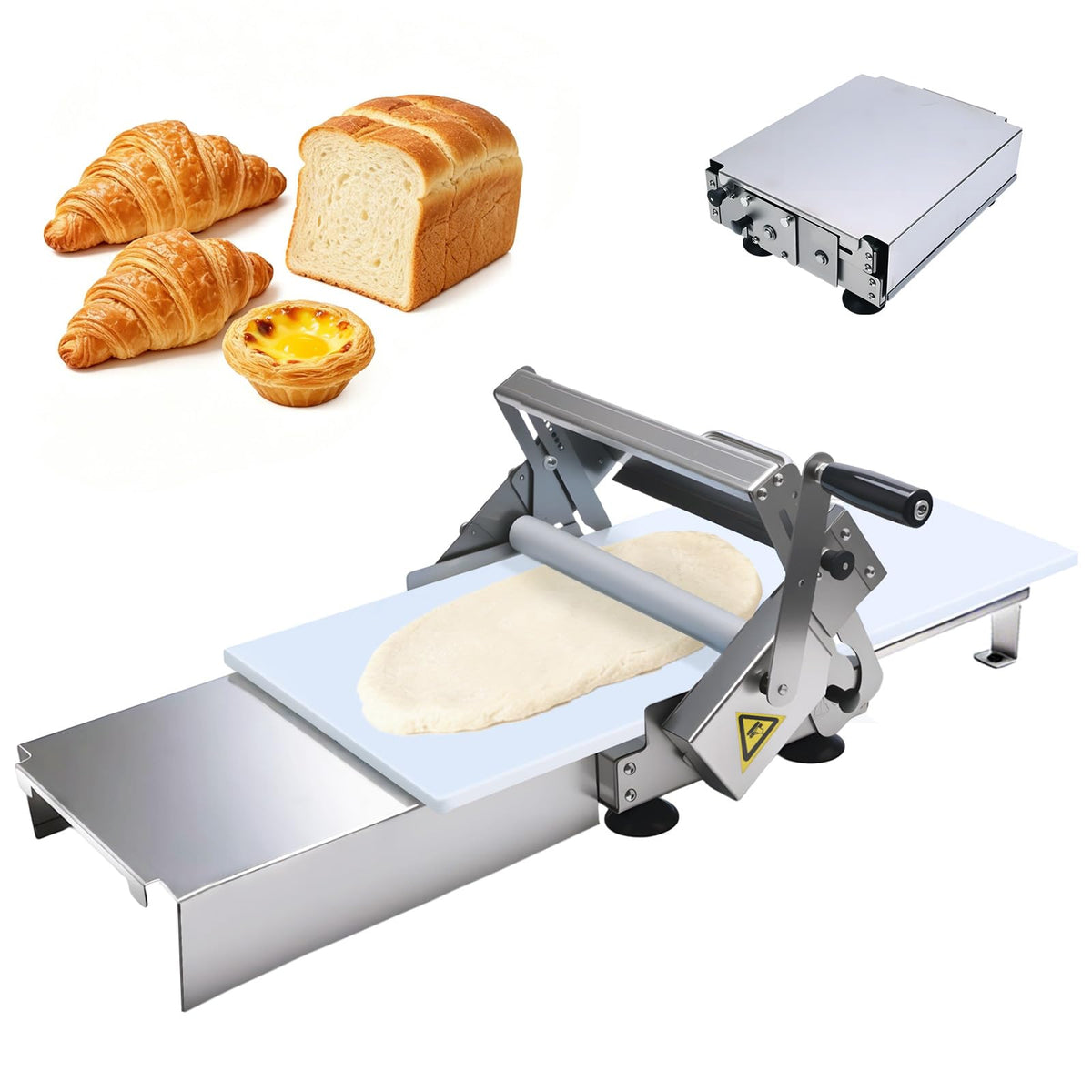 40 Inch Foldable Manual Dough Sheeter, Heavy Duty Stainless Steel Dough Rolling Machine for Home Bakery, Pizza Shop & Commercial Restaurant | A400 Model