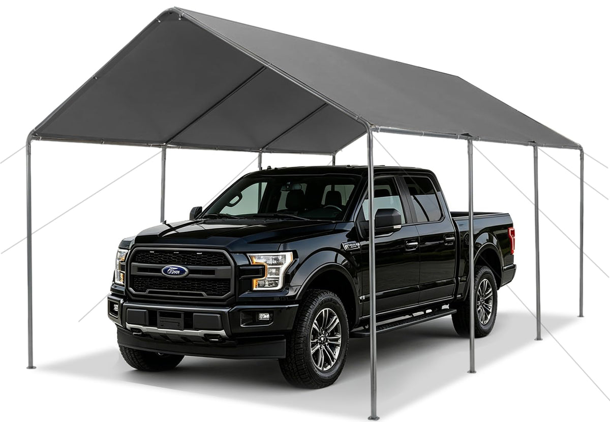 Carport, 12x20 Heavy Duty Portable Garage, Car Port with Storage Shed, Car Canopy Car Tent with Steel Frame All-Season Tarp for Car, Truck, Boat, Party (Grey, 12x20ft)