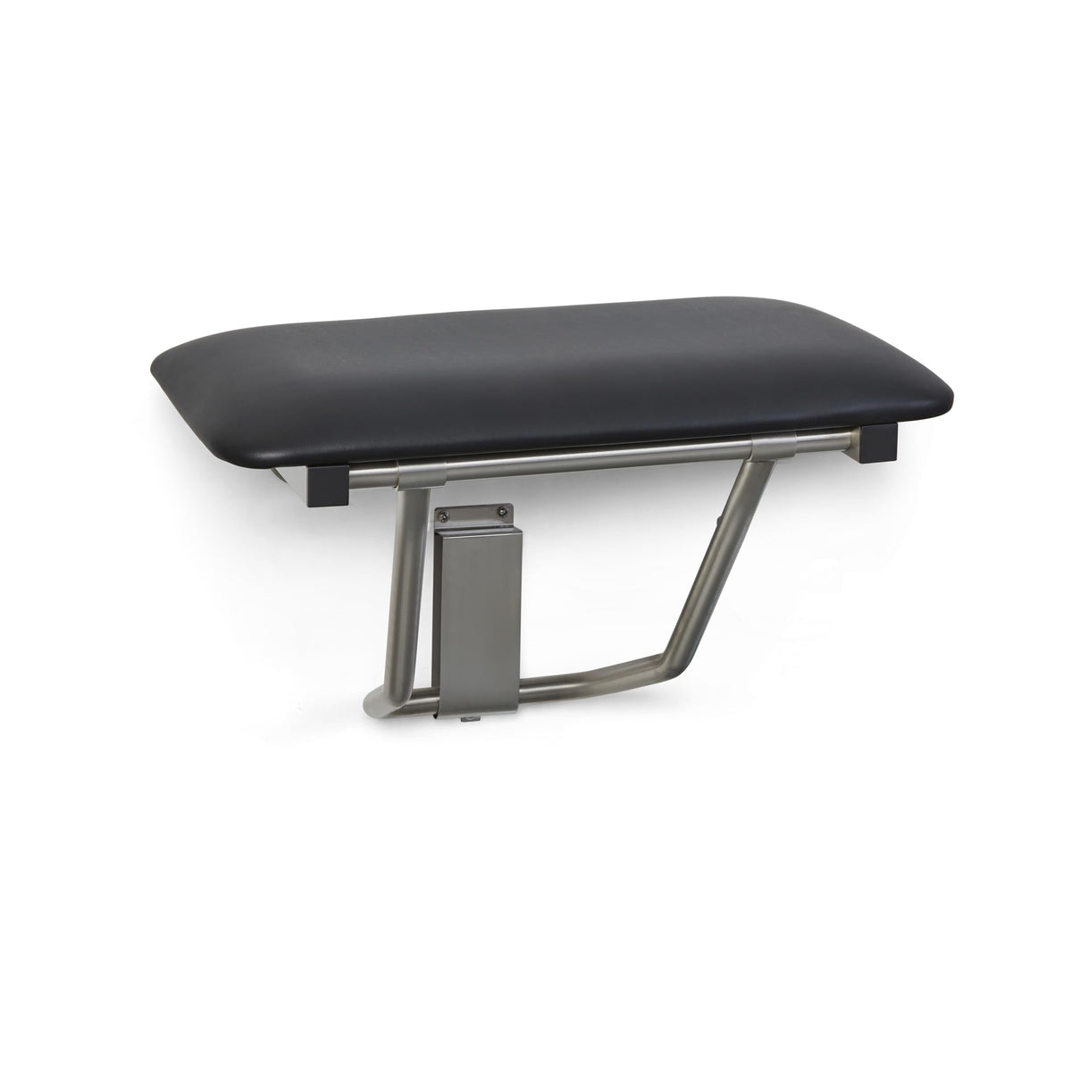 Seachrome 18" x 15" Black Padded Cushion Folding Wall Mount Bench Shower Seat, ADA Compliant