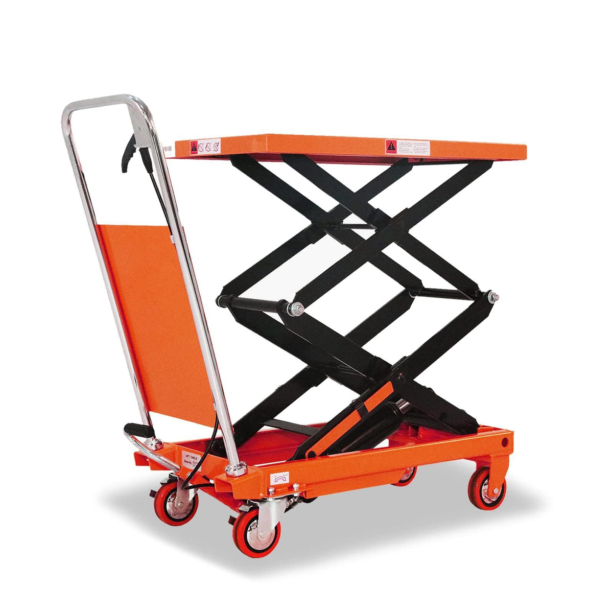 Tory Carrier Double Scissor Lift Table, 330 Lbs Capacity, Hydraulic Lift Cart 43.3" Lifting Height, Manual Scissor Lift Table W/4 Wheels, Foot Pump, Elevating Hydraulic Cart