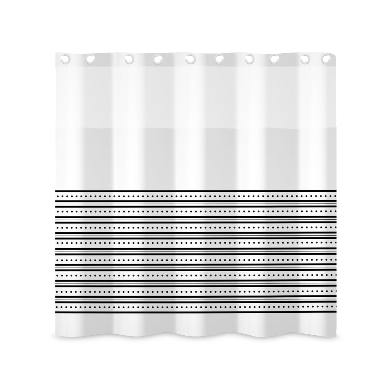 ggaimwf 71x71 Inch Without Hook Striped Shower Curtain and Liner Set Black White Textured Snap in Shower Curtains for Bathroom Modern Trendy Polyester Cloth Bathroom Set
