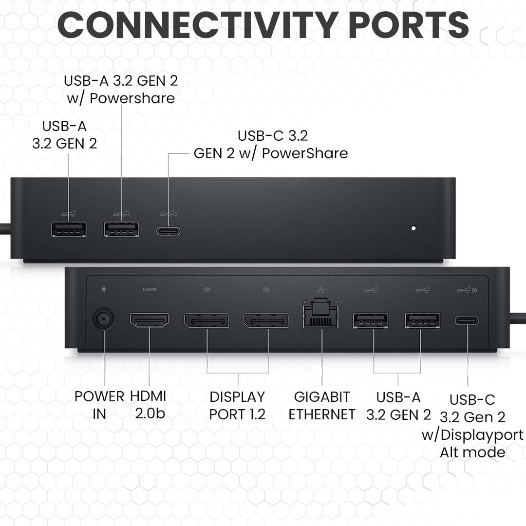 Crossery Dell UD22 Docking Station Bundle - Includes Dell Universal Dock UD22, HDMI & Ethernet Cable, 130W Power Adapter - USB-C Laptop Docking Station - Efficient Connectivity Solution (Renewed)