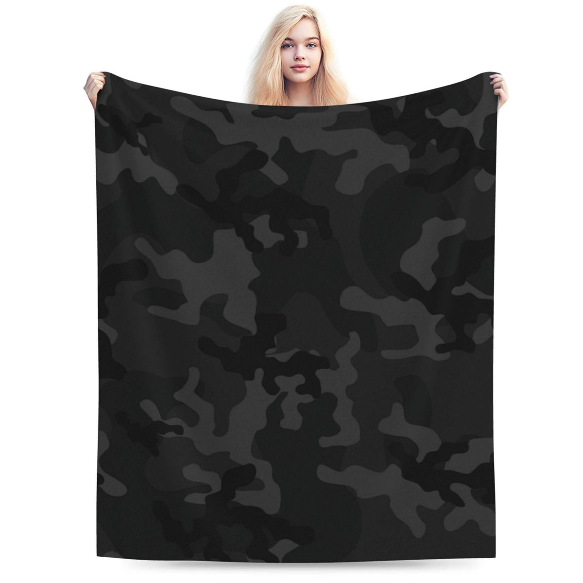 Perinsto Black and Grey Camouflage Throw Blanket Ultra Soft Warm All Season Military Camo Decorative Fleece Blankets for Bed Chair Car Sofa Couch Bedroom 60"X50"