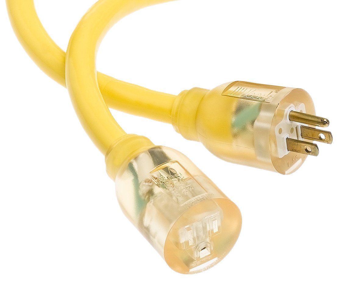 Southwire Heavy Duty Extension Cord - Outdoor Power Cable with Lighted End for Safety - Waterproof - High Visibility Yellow Jacket - 10/3 SJTW Extension - 50-Foot