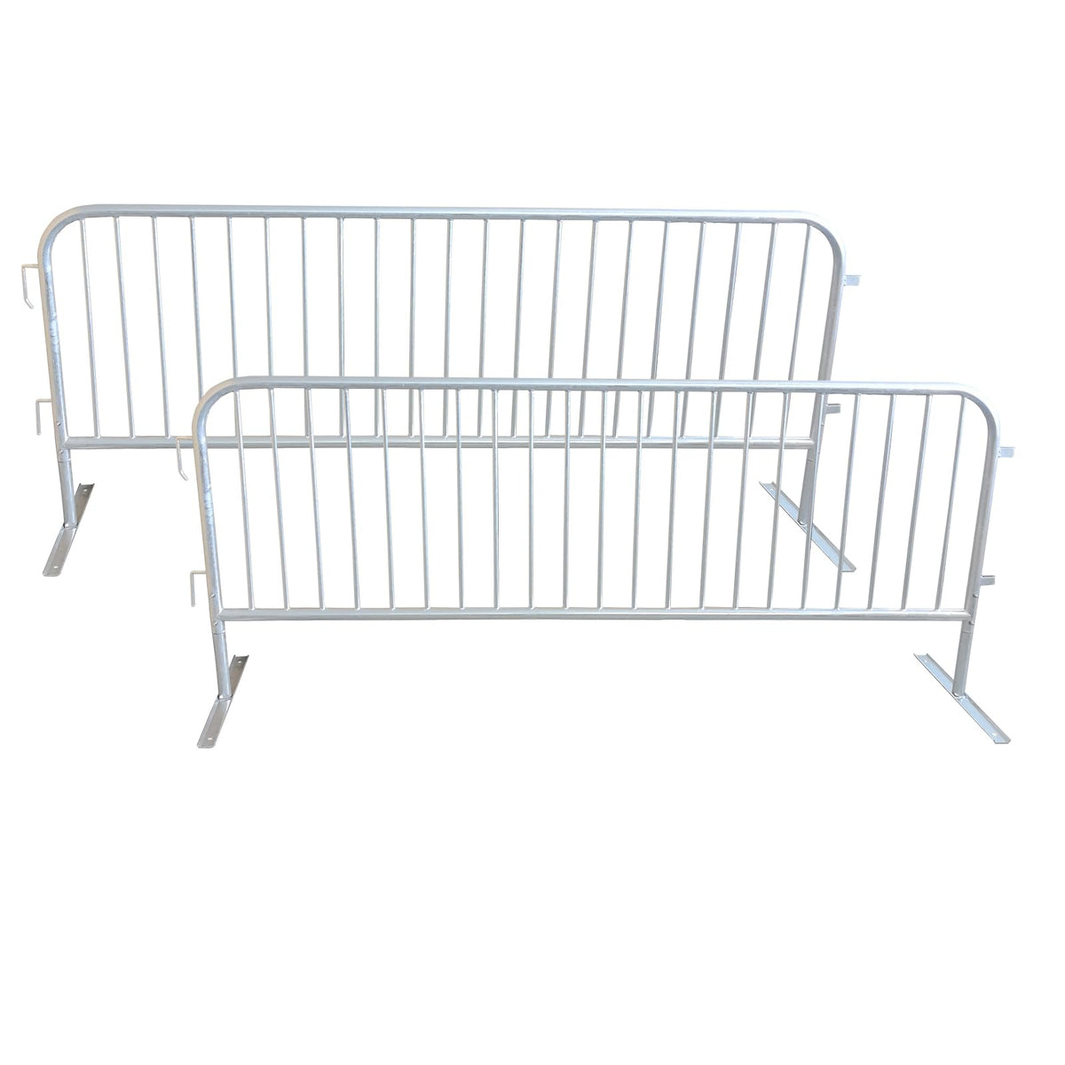 ZUVELLO 2 Pack 8.5 Ft Steel Crowd Control Heavy Duty Interlocking Steel Safety Barriers Barricade Fence Frame Guard for Events Road Traffic Control, Galvanized Silver
