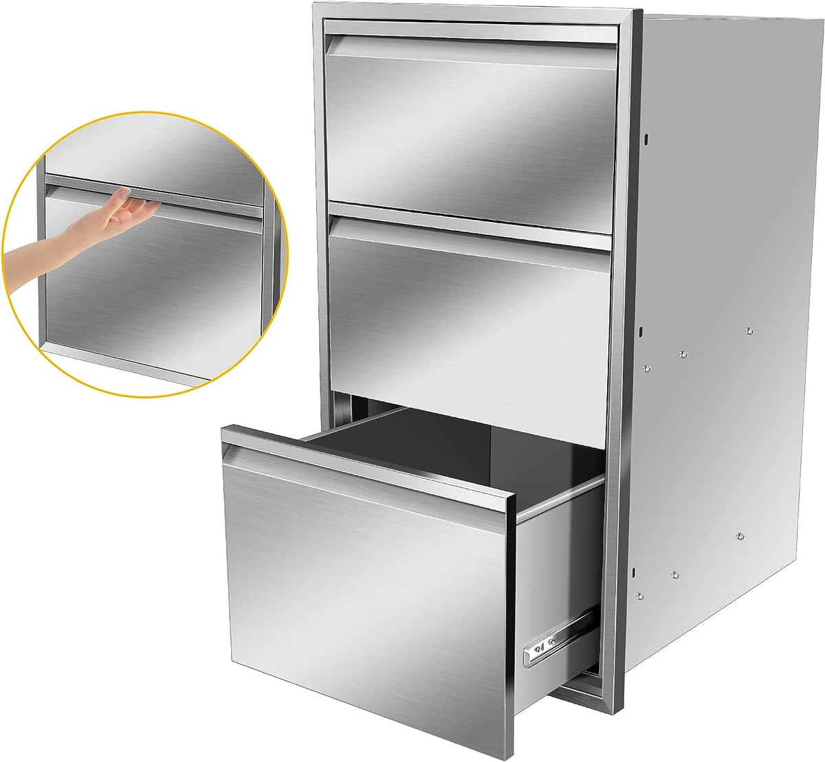 KODOM 17W x 30H x 21D Inch Outdoor Kitchen Drawers, Flush Mount Access BBQ Drawers, BBQ Island Drawers for Outdoor Kitchens or BBQ Island Patio Grill Station
