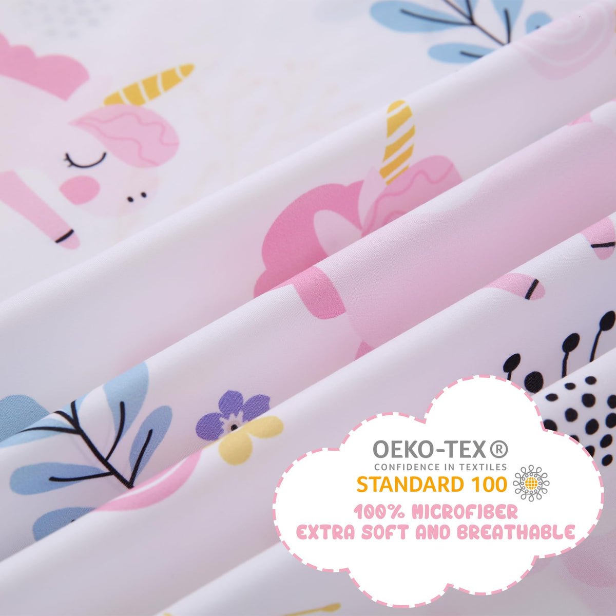 Yibeizi Unicorn Sheet Set for Girls Full, Kids Boho Floral Print Bedsheets Microfiber Deep Pocket Cute Patterned Bed Sheet & Pillowcase Sets 4 Pieces