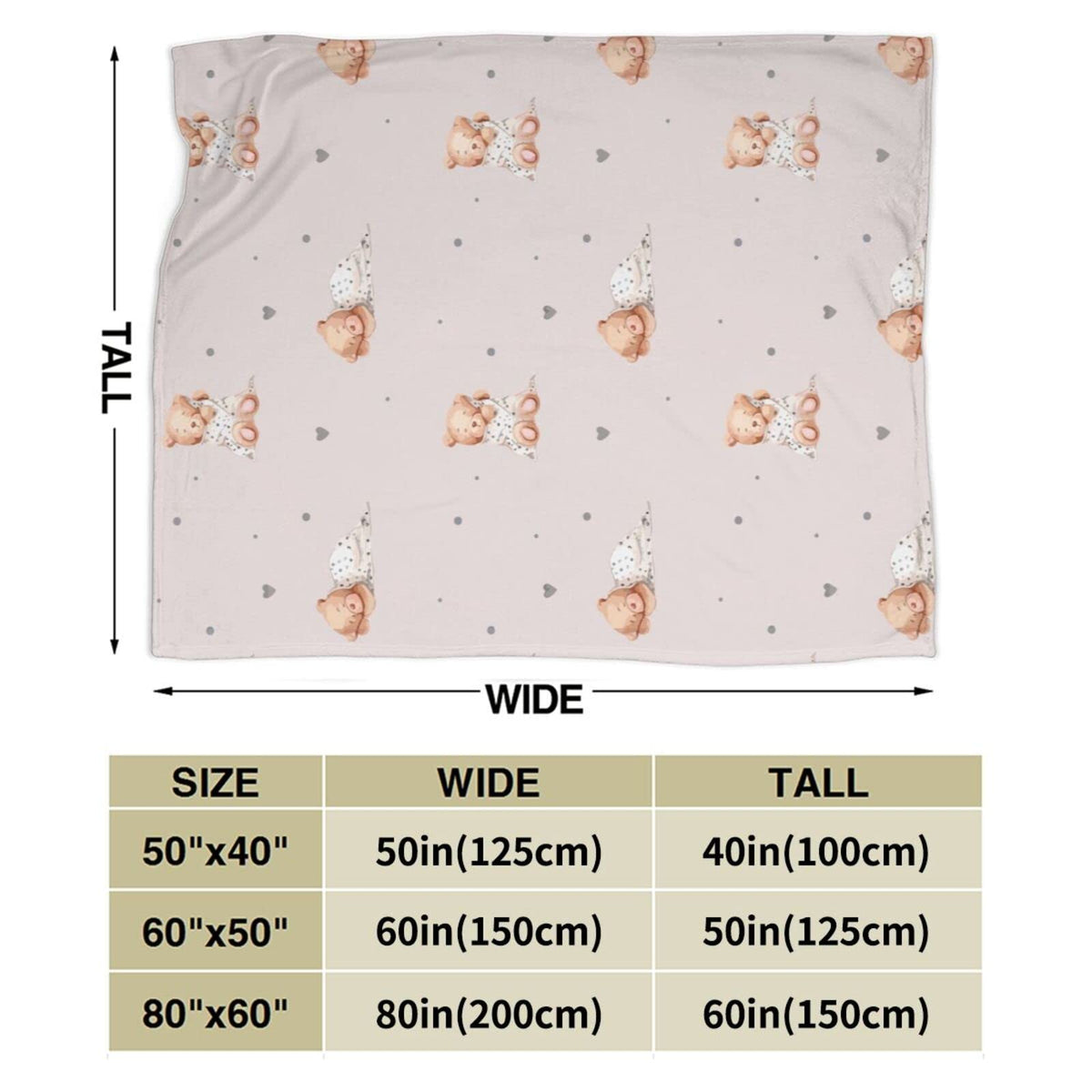 Perinsto Cute Bears Throw Blanket Ultra Soft Warm All Season Decorative Fleece Blankets for Bed Chair Car Sofa Couch Bedroom 50"X40"