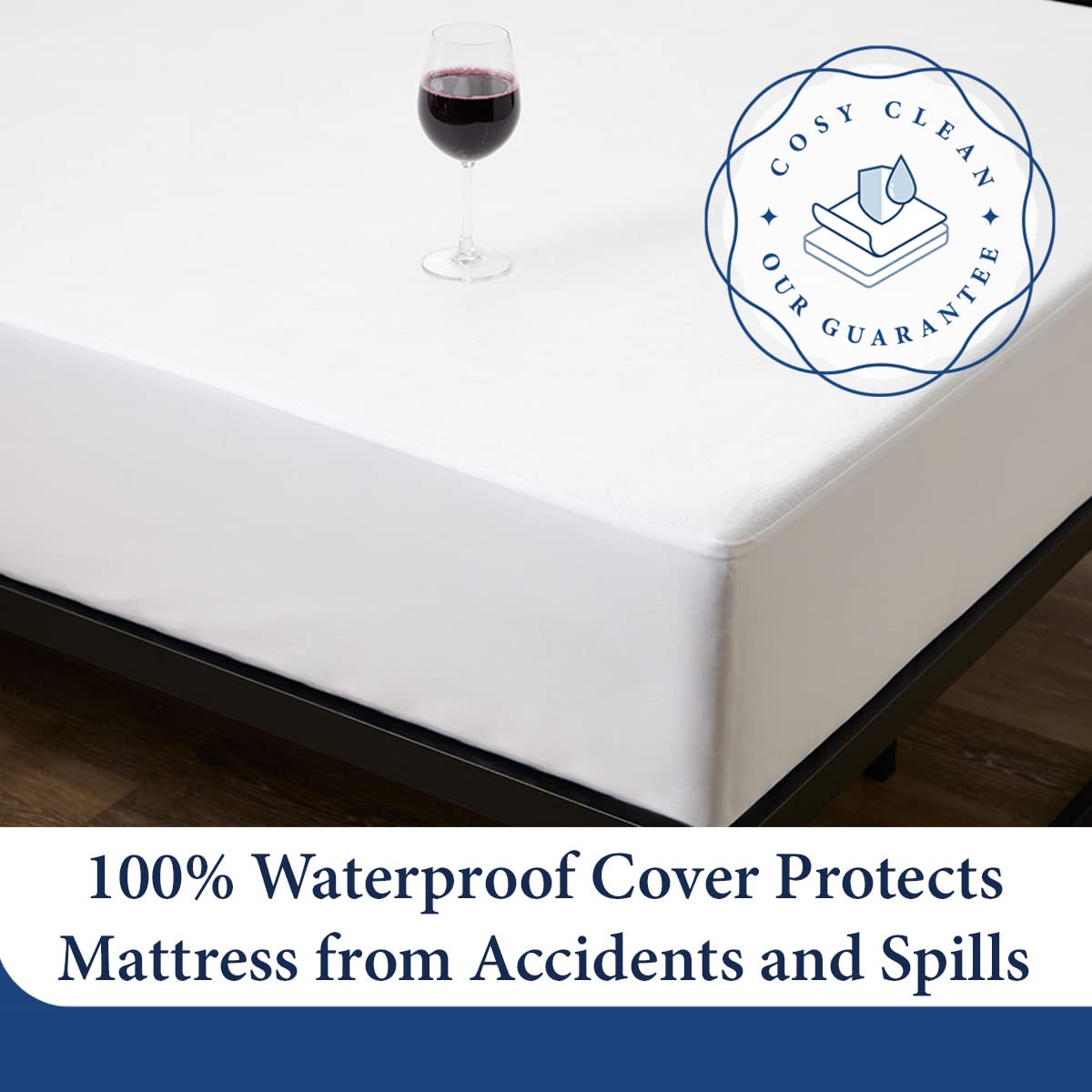 Cosy House Collection Luxury Mattress Protector - Blend of Rayon Derived from Bamboo - Master Bedroom Essentials - Ultra Soft Comfort, Stays Cool & Quiet - Premium Fitted Sheet Style (King) White