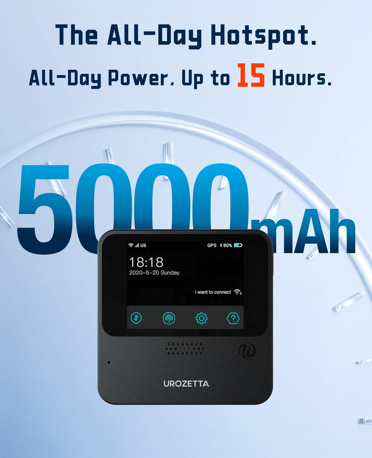 FREEBOT Mobile Hotspot - 4G LTE Portable WiFi for Travel in 150+ Countries, Pocket WiFi Router 10-Device, 5000mAh Battery & No Contract/SIM, 5GB Global (90 Days) for Business, Trips & Outdoors