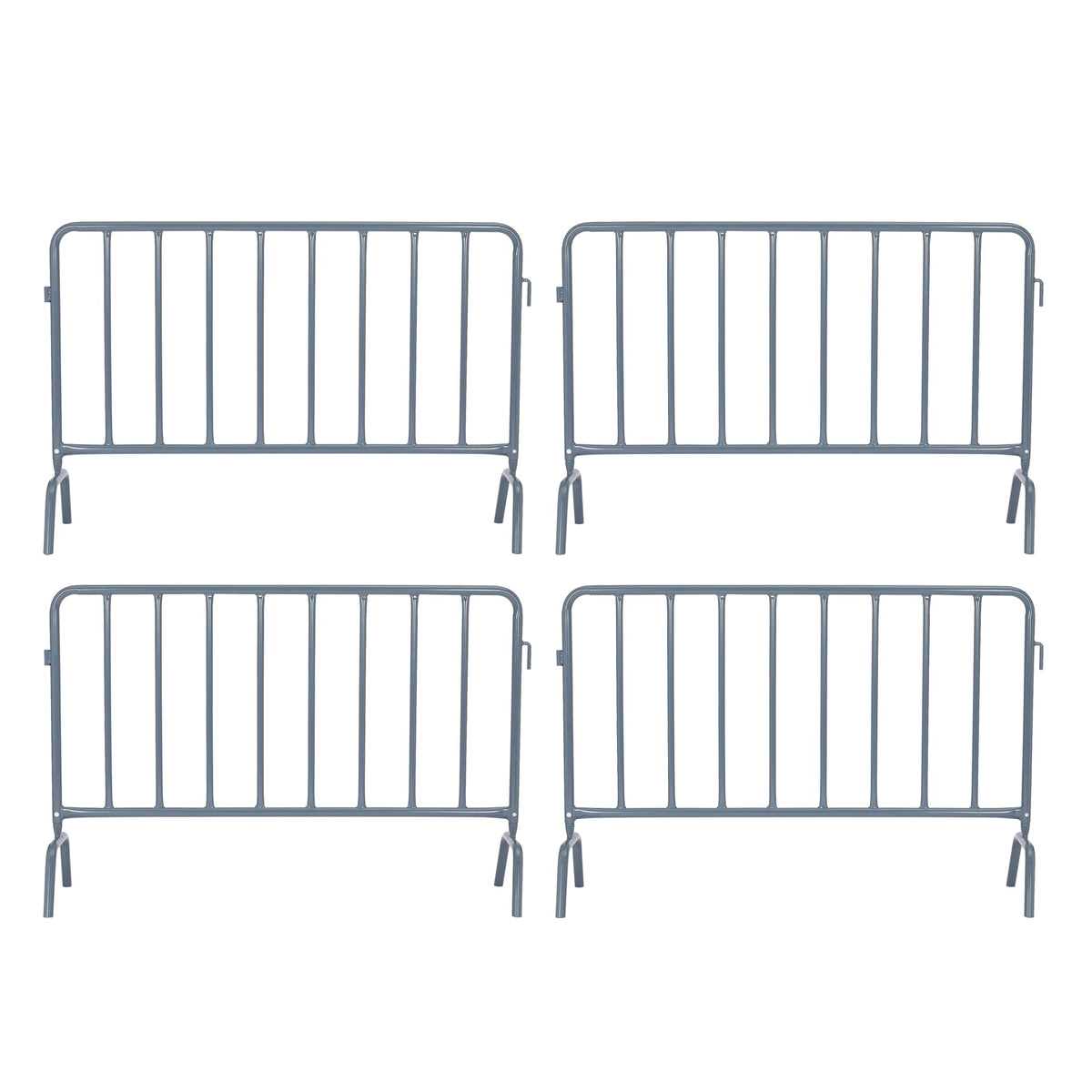 AdirPro 5 ft Crowd Control Barricade, 4-Pack | Interlocking Steel Barricade Fence | Heavy-Duty 16-Gauge Weatherproof Steel | for Events, Construction, Road Closure & Parking Lots