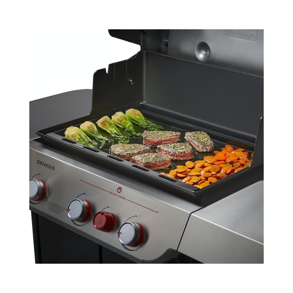 Weber Rust‑Resistant Outdoor Griddle Insert, Full‑Size – Pre-Seasoned Carbon Steel Griddle for Summit and Genesis 300 Series (3 Burners), Gas Grill Accessory