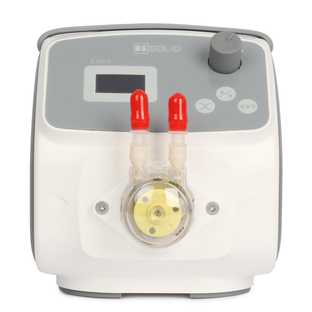 U.S. Solid Lab Peristaltic Pump, Compact Single Channel Dosing Pump with OLED Display, Adjustable Speed 0.1–150 RPM, Flow Rate 0.004–63.96 mL/min, Reversible, External Control for Laboratory Use