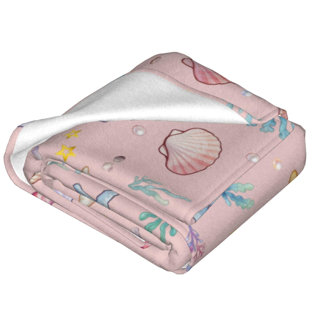 Summer Shell Starfish Beach Throw Blanket 50"x40" Cozy Fluffy Plush Seashell Blankets Soft Pink Ocean Blanket for Girls Women Gift Sofa Bed Couch