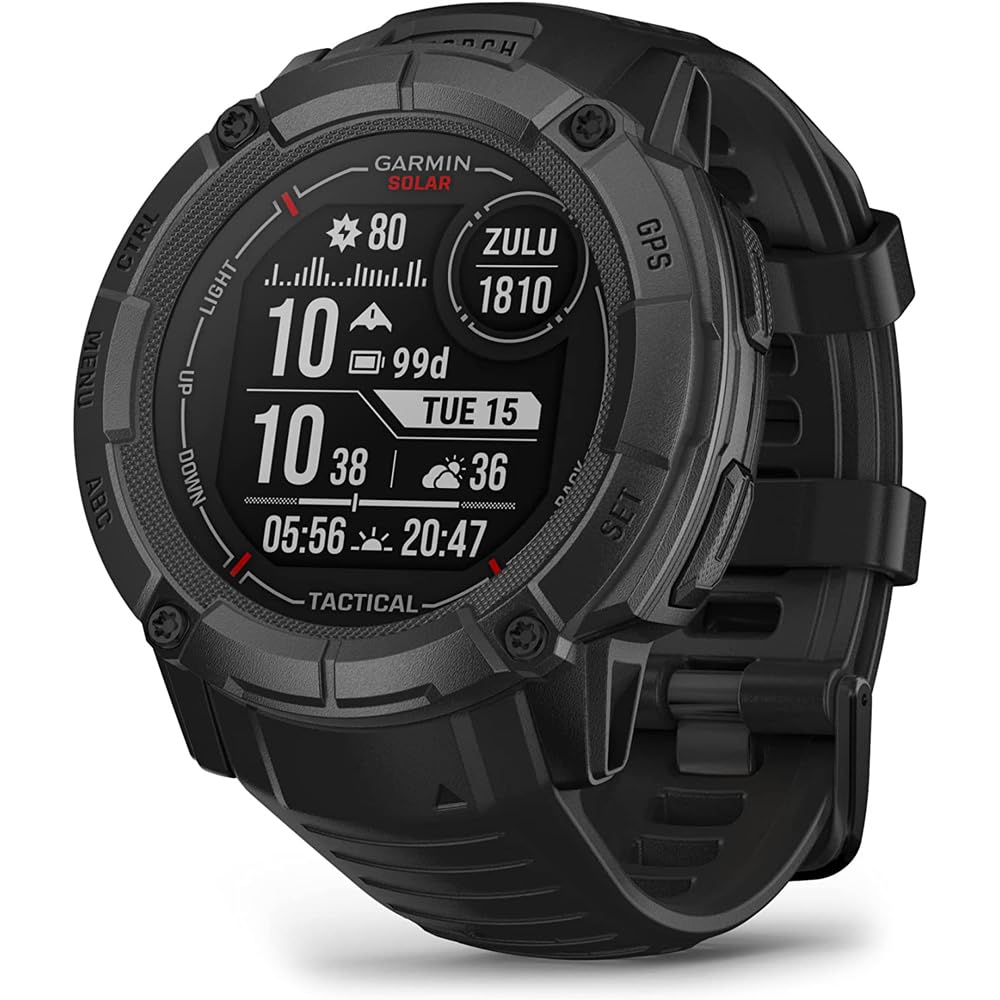 Garmin Instinct 2X Solar - Tactical Edition, Solar Charging, Rugged GPS Smartwatch, Built-in Flashlight, Ballistics Calculator, Black 010-02805-13 Bundle with 2 YR CPS Enhanced Protection Pack