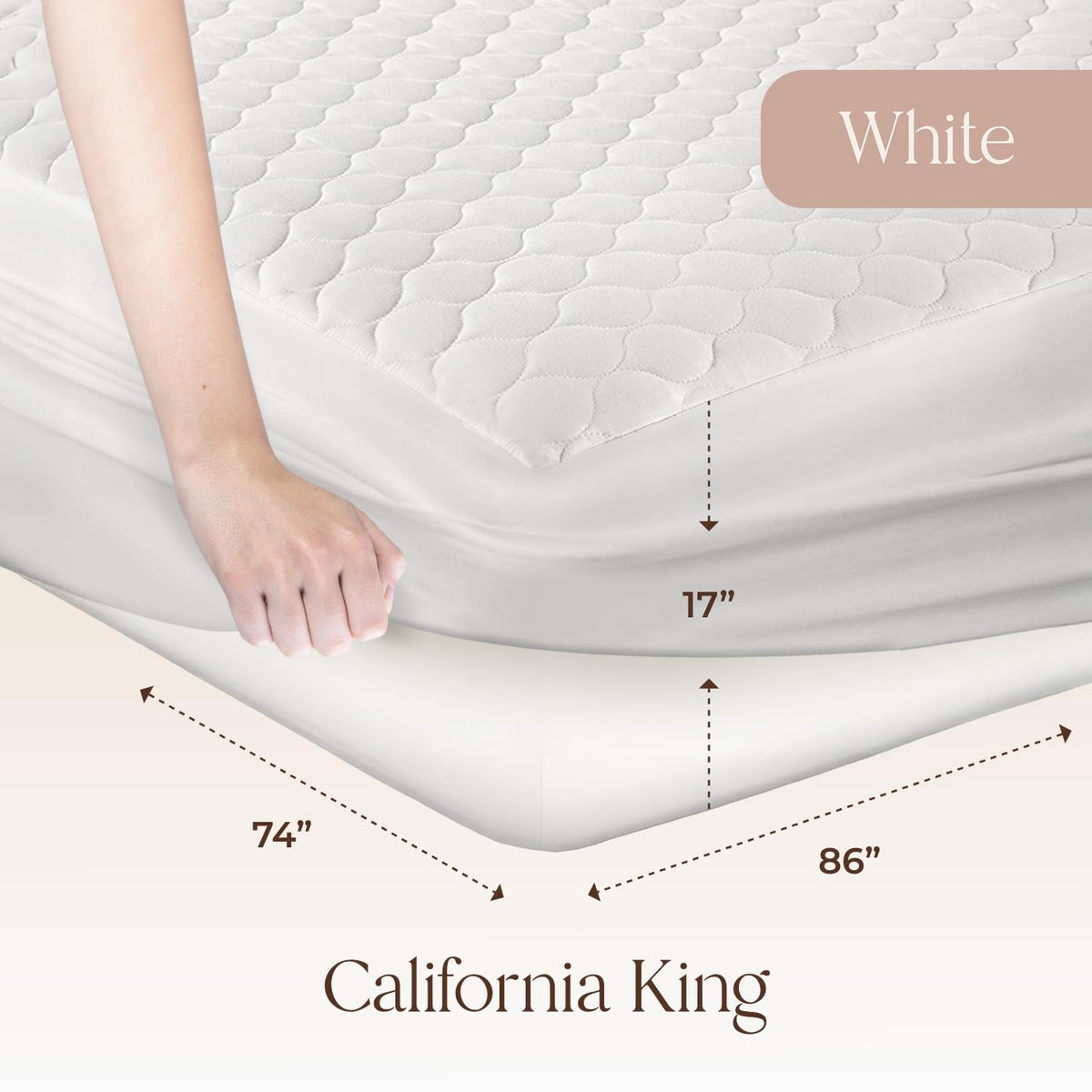 100% Cotton Organic Mattress Pad - Breathable & Cooling Mattress Protector Cal King - Premium 300GSM Quilted and Machine Washable - Fairtrade & GOTS Certified Bed Protector (White, Cal King)