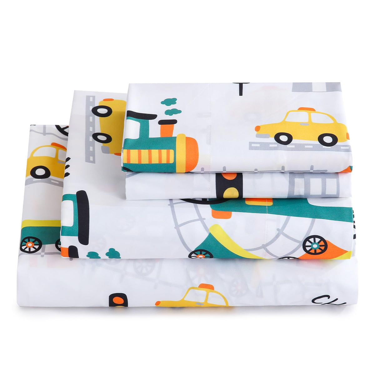 ChicView Twin Sheet Set Kids,3 Pieces Breathable Soft Microfiber Bedsheets for Child Boys Girls, Anti Pilling Deep Pockets Easy Care Bed Sheets, Train