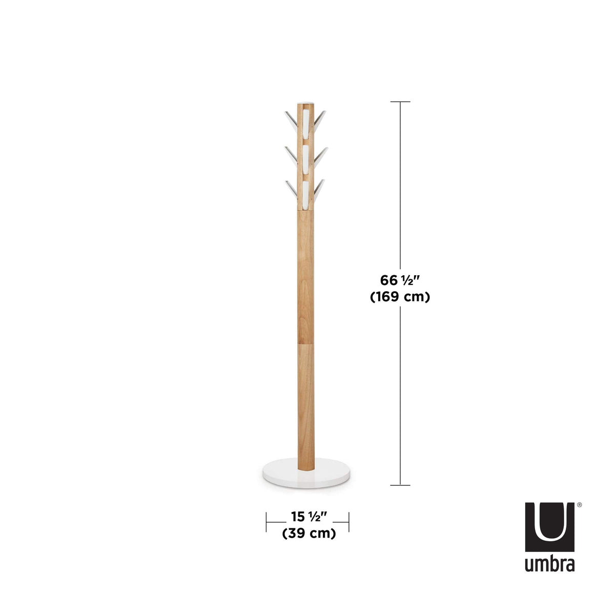 Umbra Flapper Coat Rack, Clothing Hanger, Umbrella Holder, and Hat Organizer, Great for Entryway, White Natural
