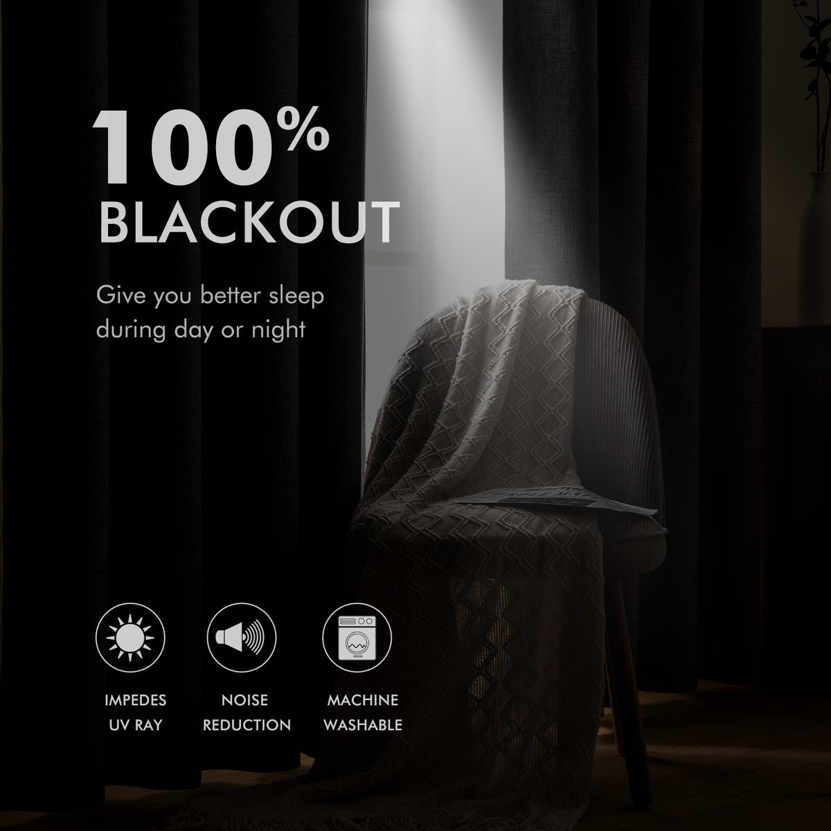 MIULEE 100% Blackout Linen Textured Curtains for Bedroom Solid Thermal Insulated Natural Beige Grommet Room Darkening Curtains & Drapes Luxury Decor for Living Room 52 x 96 Inch (2 Panels)